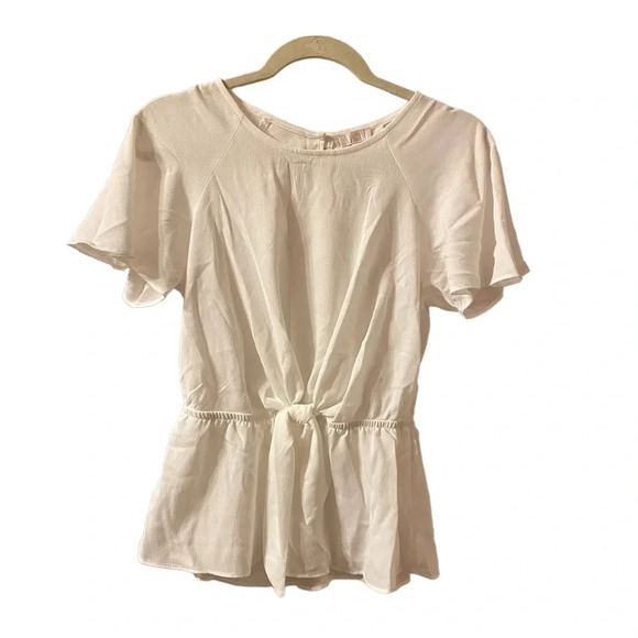 NWT CHARMING CHARLIE WHITE TIE FRONT BLOUSE - Picture 1 of 4